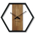 Zegar ścienny drewniany do salonu LOFT HEXAGON 50cm  front