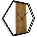 Wanduhr aus Eiche LOFT Hexagon 80cm
