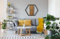 Zegar ścienny drewniany do salonu LOFT HEXAGON 80cm wizualizacja