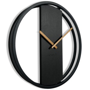 Eichenuhr LOFT OVAL Schwarz Metall 3d