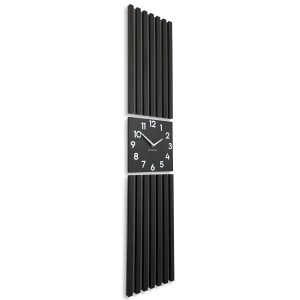 Wall decoration with clock Lamellas 160x30cm  black
