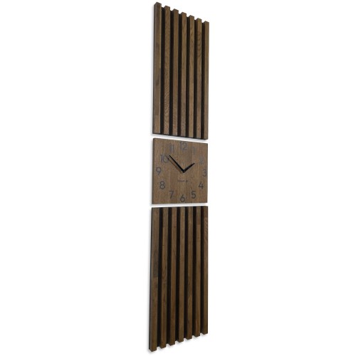 Dębowy panel Zegar w Lamelach 155x30cm brązowy