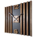 Wanduhr aus Holz LAMELE SQ 60cm in Braun