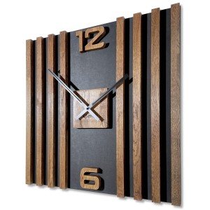 Wanduhr aus Holz LAMELE SQ 60cm in Braun