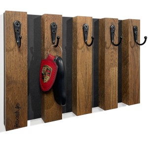 Wooden Key, Clothes, and Towel Rack 30 cm – Brown Version