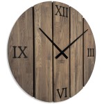 Große Wanduhr Solid Oak 80cm braun