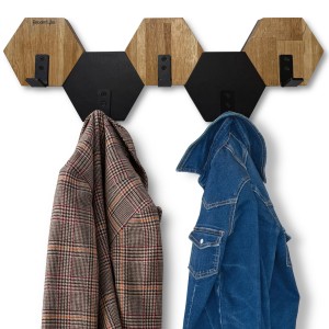 Modern Oak Wall-Mounted Hexagon 56cm