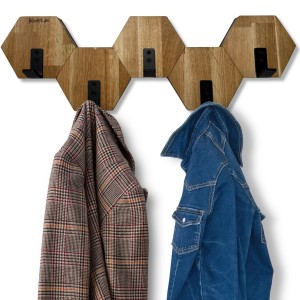Modern Oak Wall-Mounted Hexagon 56cm