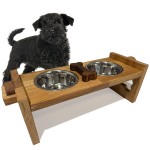 Dog Bowls with Oak Stand (Size L) – for Medium Breeds