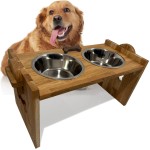 Dog Bowls with Oak Stand (XXL)