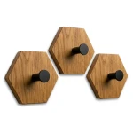 Hexagon Wall Hook – Oiled Oak, 3-Piece Set