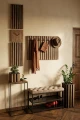 Dębowy panel Zegar w Lamelach 155x30cm brązowy