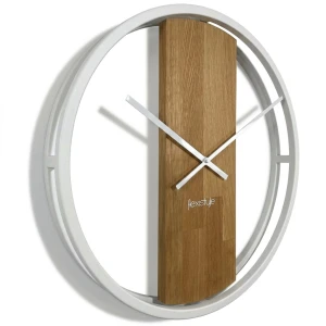 Eichenuhr LOFT OVAL Metall 3d  Weiß