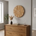 Drewniany zegar na ścianę NATUR 50cm biały