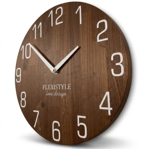 Braune Wanduhr aus Eichenholz NATUR 30 cm