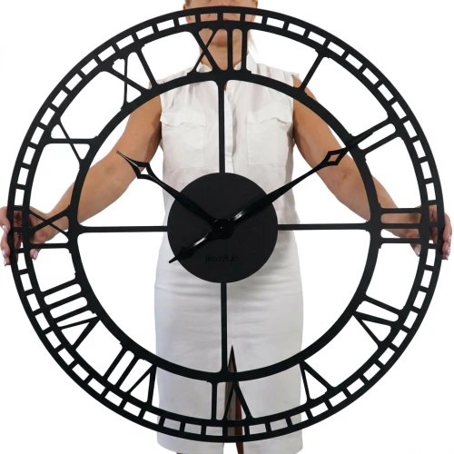 Duży metalowy zegar ścienny czarny 80cm