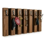 Wooden Key, Clothes, and Towel Rack SLATS 40 cm Brown
