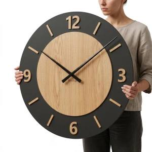 NORDIC OAK 75 – Große Wanduhr aus Holz