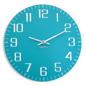 Lesbare Wanduhr FACILE Turquoise 30cm