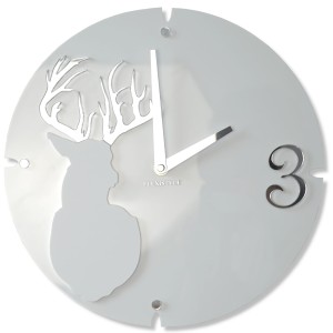 Wanduhr Hirsch weiß matt 30cm