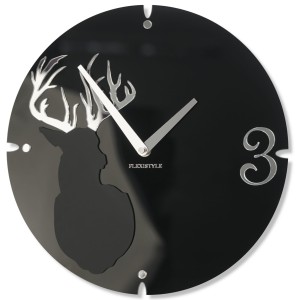 Wanduhr Hirsch schwarz matt 30cm