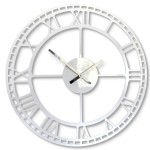 Große Metallwanduhr Vintage Retro weiß 
