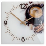 Wanduhr aus Glas KAFFEE quadratische 30cm