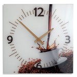 Wanduhr aus Glas KAFFEE quadratische 30cm