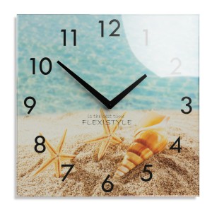 Quadratische Wanduhr aus Glas SOMMERURLAUB