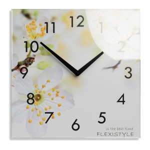 Wanduhr aus Glas KIRSCHBLÜTE