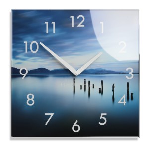 Wanduhr aus Glas BLAUES PARADIES
