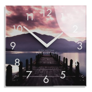 Wanduhr aus Glas WEST IN PURPURROT