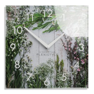 Wanduhr aus Glas BLUMENBÜNDEL