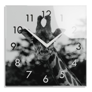 Quadratische Wanduhr aus Glas Giraffe
