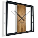 Quadratische Eichenuhr LOFT SQUARE Metall 3d